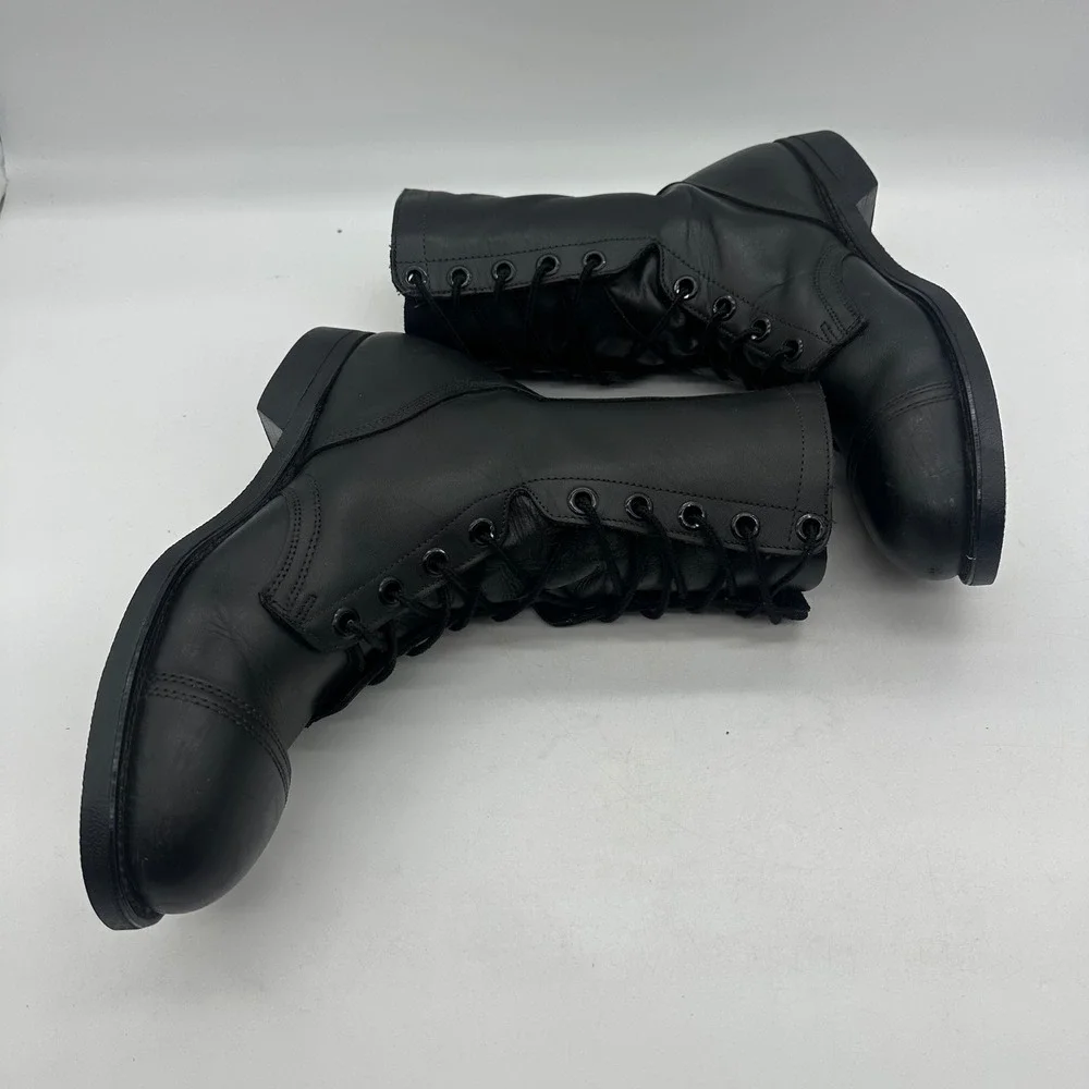 Vintage US Military Size 9. R January 1990 Capped Toe Black Leather Combat Boots